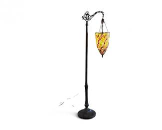22 TiffanyStyleStainedGlassSideArmPendantFloorLamp