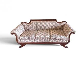 6 DuncanPhyfeStyleCarvedWoodFloralUpholsteredSofa