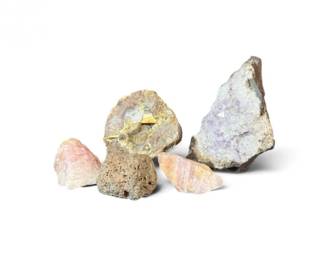 264 Collectionof5AmethystRoseQuartzNaturalStoneSpecimens