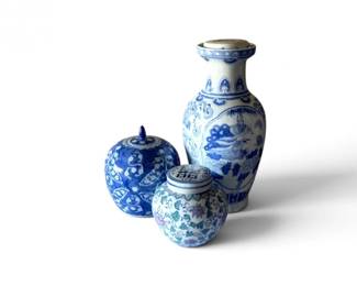199 3ChineseBlueWhitePorcelainGingerJarsVase