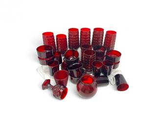 51 AssortedRubyRedGlassDrinkwareDessertSet30Pieces