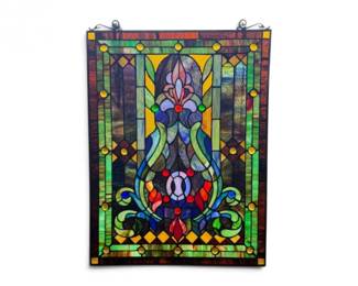 150 StainedLeadedGlassFloralSunCatcherPanel