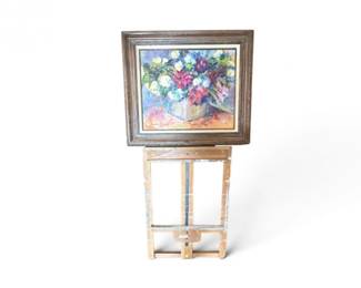 270 OriginalFloralOilPaintingSignedDarleneLande92wWoodEasel