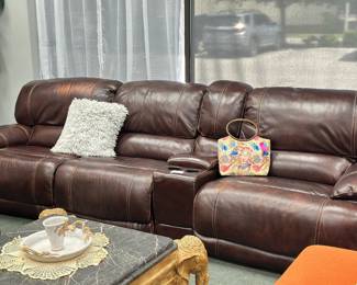 4-Piece Leather Recliner Sofa