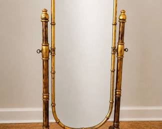 1970s Authentic Vintage PULASKI Faux Bamboo Cheval Mirror in the Hollywood Regency Style. *In EXCELLENT VINTAGE CONDITION and has the Original Factory Tag and Batch Codes on the back of mirror*