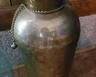 1960s Vintage Hammered Brass Vase with Rope and Tassel Design made in India. HIGHLY POPULAR ACCENT PIECE!