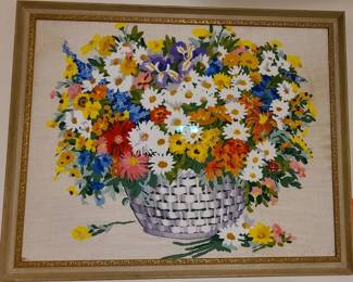 1968 Crewel Embroidery Needlepoint Art Piece signed and dated by S. Walters 1968. HIGHLY POPULAR AND HIGHLY SOUGHT-AFTER!!!