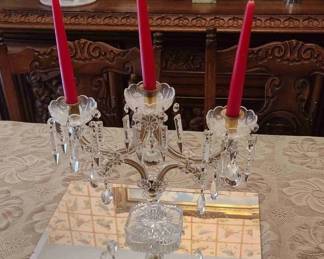 Circa 1895-1910 Antique BACCARAT CRYSTAL CANDELABRA in the famous "Bamboo Tors" pattern from France! HIGHLY COLLECTIBLE AND HIGHLY SOUGHT-AFTER!!!!! (I also have the matching chandelier).
