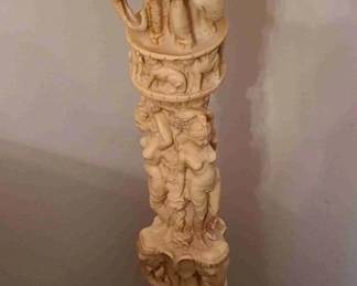 RARE 1982 Authentic Vintage "Ivory Dynasty" 39" tall Carved Resin Pedestal Accent Table or Plant Stand made by Arnart Imports!! MUSEUM-GRADE, HIGHLY POPULAR AND HIGHLY SOUGHT-AFTER!!!