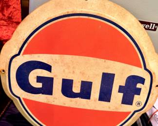 Vintage Gas Station Sign; approx 12" diameter