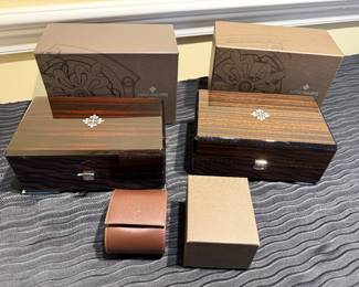 Patek Philippe Lacquered Wood Watch Presentation Boxes & Leather Insert