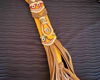 Garza machete knife with fringed leather sheath