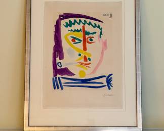 Pablo Picasso (1881-1893); "Fumeur III 1964"; Color aquatint and etching; #32 in an edition of 50; signed