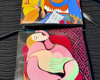 Leo Monk painted leather handbags