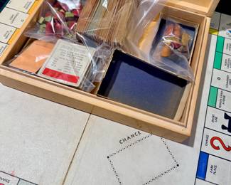 WWII era Monopoly board and pieces