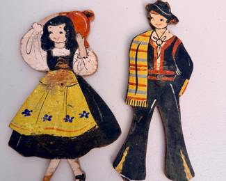 Vintage Wooden Flat Dolls