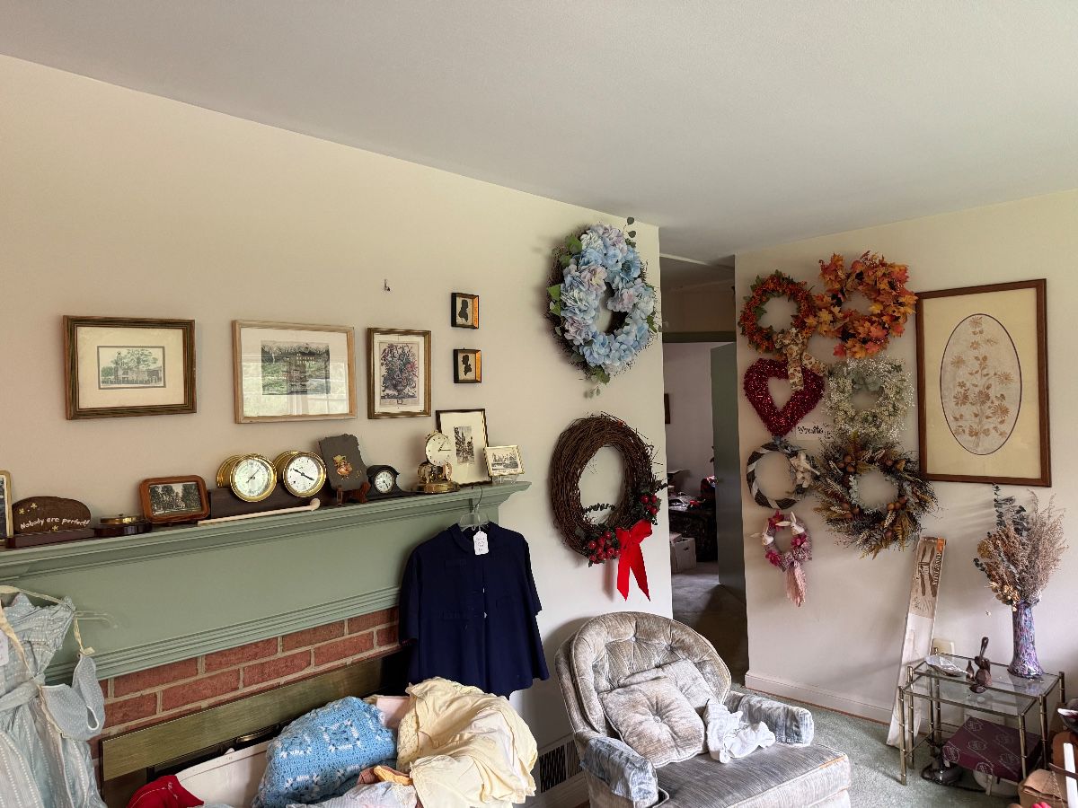 Clocks, barometer, wreaths