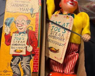 Ko-Ko Mechanical Sandwich Man Toy 1950's