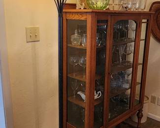 torchere and oak display cabinet