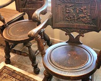 German carved chairs