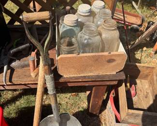 Various canning jars and tools