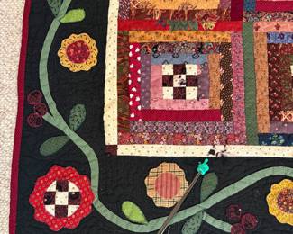 O61 - $75. Vintage Handmade Quilt. Measures 58” W x 58” L.