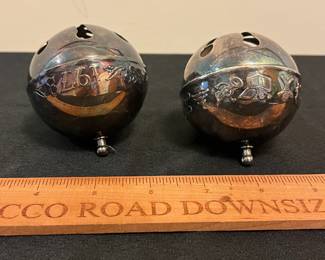 O96 - $25. Pair Wallace Silver Plate Sleigh Bells. 1973 & 1974.