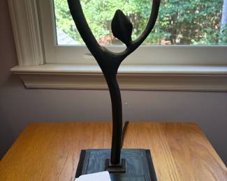 O17 - $20. Pottery Barn Iron Branch Lamp. Measures 25” Tall. Shade has a few spots.