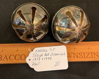 O96 - $25. Pair Wallace Silver Plate Sleigh Bells. 1973 & 1974.