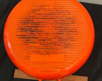 O87 - $80. Le Creuset Flame Orange “K” 13 -14 Qt.