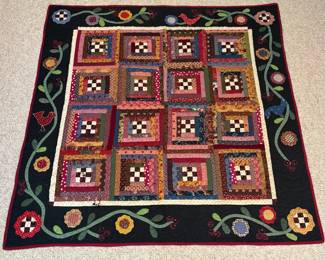 O61 - $75. Vintage Handmade Quilt. Measures 58” W x 58” L.