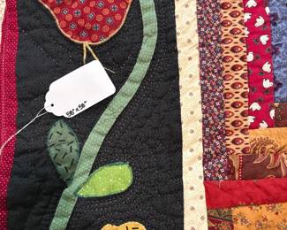 O61 - $75. Vintage Handmade Quilt. Measures 58” W x 58” L.