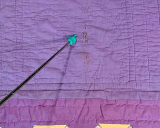 O60 - $75. Vintage Handmade Heart Box Quilt with Prairie Edge. Quilt Measures 67” W x 84” L.