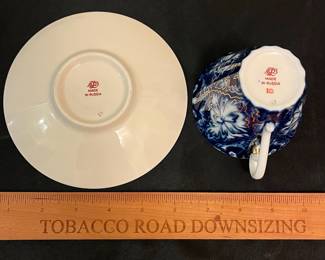 O100 - $30. Imperial Lomonosov Bluebell Tea Cup and Saucer.