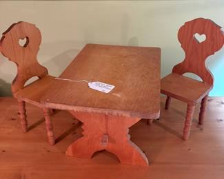 O136 - $40. Vintage American Girl Doll Kristen’s Trestle Table and Chairs. Has been repaired - see photo.