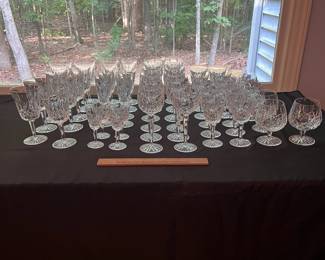 Waterford "Lismore" Crystal Glass Set. 52 Pieces. Priced By Sets OR Discounted If Purchased As A Lot.