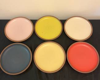 O7 - $100. Set of East Fork Pottery Plates. 8.5" Diameter. All show marks/ scratches from flatwear.