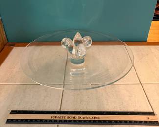 O132 - $45. Steuben Fleur- de-Lis Canapé Tray. Measures 12.5” D x 4” Tall.