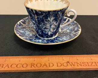 O100 - $30. Imperial Lomonosov Bluebell Tea Cup and Saucer.