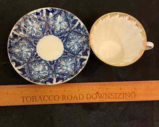 O100 - $30. Imperial Lomonosov Bluebell Tea Cup and Saucer.