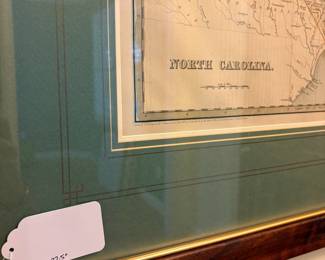 O36 - $50. Map of North Carolina. Engraved by G. W. Boynton. Measures 25.5” W x 22.5” Tall.