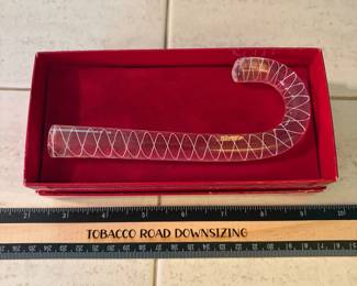 O133 - $85. Steuben Air Twist Candy Cane. Measures 6”.