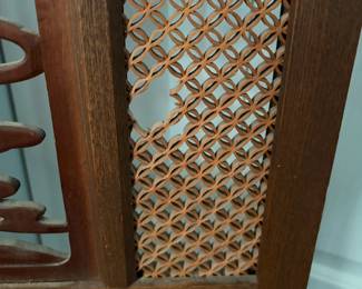 O139 - $40. Asian Style Bamboo Screen with Birds. Measures 73" W x 1" D x 68" Tall. SEE PHOTOS OF DAMAGE.