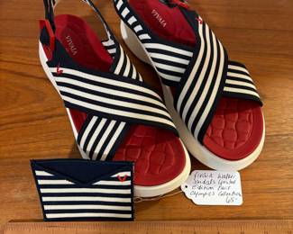 O84 - $65. Vivaia Walker Sandals and Card Wallet Set. Limited Edition. Paris Olympics Collection. Size 40.
