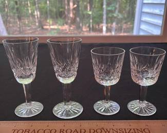 O116 - $20. Set of 4 Waterford "Lismore" Cordial Glasses. 2 - 5.25" Tall. 2 - 4.25" tall.