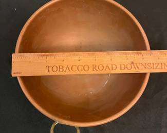 O120 - $85. Set of 3 Vtg Copper Mixing Bowls. Lg - 12.5” x 6”, Med 10.5” x 5.5”, Sm 8.75” x 4”.