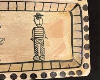 O102 - $60. JAT John Arnold Taylor Pottery Platter. Measures 22" W x 6.26" Tall.