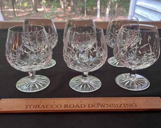 O114 - $90. Set of 6 Waterford "Lismore" Brandy Glasses. 5.25" Tall.