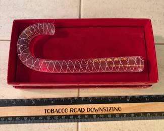 O133 - $85. Steuben Air Twist Candy Cane. Measures 6”.