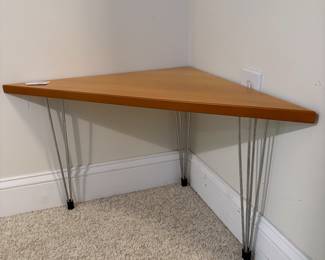 O140 - $150. Postmodern Pin Age Triangle Table. Measures 23.5" W x 23.5" D x 17.25" Tall.